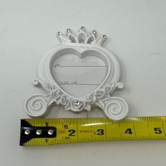 Crown Place Card Holders Heart Design Set Of 4 White Wedding Elegant Tea Party - Picture 6 of 14